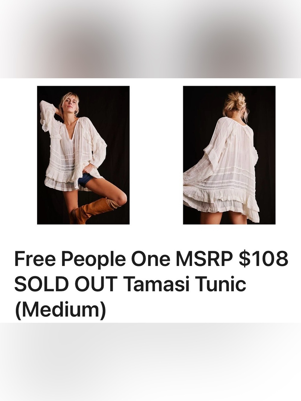 Free People Tamasi Ruffle-Trim V-Neck Tunic White Medium - Picture 8 of 8